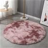 Generico Tappeto Rotondo 200 Cm 160 120 80 140 100 Cm, Tappeti da Soggiorno a Pelo Lungo, Soffice E Morbido Tappeto Antiscivolo per Camera da Letto, Tappeto da Letto a Pelo Lungo,Gray Pink,80cm