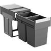 Hailo Pattumiera 3666901 | Tandem 2 x 13 litri | per armadi a partire da 40 cm | Estratto telescopico a mano | antracite (2 x 13 litri)