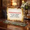 D&Vlab Trofeo in Cristallo Rettangolare con targa Personalizzata Foto Logo Scritte - Ideale Per Premiazioni Gare Eventi Laurea Anniversario Pensionamento - 22x17 cm (Pergamena Oro)