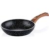 Westinghouse - Padella in legno e marmo, 20 cm, rivestimento antiaderente a 3 strati, in alluminio forgiato, adatta per piani cottura a induzione, manico rivestito in silicone, effetto legno, lavabile