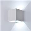 LED TECNOLOGY APPLIQUE LED CUBO CON ANGOLO LUCE REGOLABILE UP DOWN BIANCO MODERNO IMPERMEABILE DA INTERNO ED ESTERNO LAMPADA DA PARETE IN ALLUMINIO DA 12W 1000 LUMEN LED A LUCE FREDDA UP DOWN