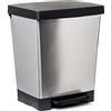 TATAY Pattumiera Cucina con Pedale Cubik Deco 21L | Interno ed Esterno | Per Sacchetti da 20L a 30L | Plastica Resistente Senza BPA | 33,5x30x39 cm, Grigio Metallizzato