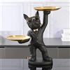 OKESYO Bulldog Francese Statue con Vassoio, Bulldog Francese Svuotatasche, Bulldog Francese Statuetta Ciotola per Chiavi per Soggiorno, Tavolo Ingresso, Decorazione per Casa