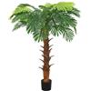 vidaXL Palma Cycas Artificiale con Vaso, Verde, 160 cm, Legno Massiccio e Plastica, Pianta Finta da Interno, Ufficio e Giardino, 28 Foglie
