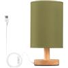 Ttgoth Lampada da comodino verde oliva tinta unita per camera da letto piccola lampada da comodino lampada LED da scrivania con porte USB e paralume in tessuto per soggiorno, dormitorio, casa, ufficio