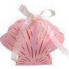 GIVBRO Scatola per caramelle a forma di conchiglia, scatola regalo per bomboniere di nozze, contenitore per biscotti con nastri per feste di compleanno, forniture per la casa, rosa, 50 pezzi