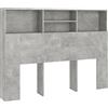 vidaXL Testiera con Scomparti Grigio Cemento 140x19x103,5 cm