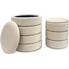IlGruppone Set 2 Pouf Contenitori in Velluto - Pouf Arredo Moderni Impilabili, Poggiapiedi con Contenitore Salvaspazio, 4 Colori - Grande 37x41 cm, Medio 28x34 cm - Beige