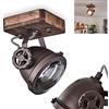hofstein Plafoniera Herford, lampada da camera a 1 luce in metallo e legno in marrone con paralume in vetro, spot ruotabile e inclinabile, 1 x GU10, senza lampadina/e