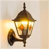 hofstein Lampada da parete per esterni Antibes, lampada da esterno verso l'alto in stile antico, in fusione di alluminio in marrone/oro con vetri, E27, retro/vintage, per terrazza e cortile, senza lampadina/e