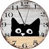 Geroclonup Orologio da parete a forma di gatto, funzionamento a batteria, silenzioso, senza ticchettio, vintage, rotondo, decorativo