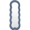 Flamingueo Specchio da Parete - Cornice Tessuto Teddy - Forma Irregolare - Specchio Ondulato - Decorazioni Casa - Blu - 160 x 60 x 4 cm