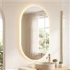 COSTWAY Specchio per Bagno con Luce 90 x 55 cm, Specchio Ovale da Parete Infrangibile con Oulsanti Touch, 3 Colori Dimmerabili, Antiappannamento e Vetro Temperato HD IP44 (90 x 55 cm, Modello 4)