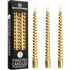 DECO EXPRESS Candele Lunghe Spirale, Set da 3 Candele Antigoccia Contorte, Lunga Durata, Non Profumato per Decorazione Casa, San Valentino, Festa della Mamma (Oro, Set da 3)