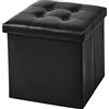 IlGruppone Pouf Contenitore in 2 Misure Medio 38x38 - Grande 50x50 Quadrato Portaoggetti in Ecopelle Poggiapiedi Salotto Sgabello Pouff Camera Design con Coperchio - Nero - 38x38x38