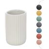 Inbagno Portaspazzolini bagno da appoggio bianco cannettato in ceramica soft touch, bicchiere multiuso o porta penne, SPRING