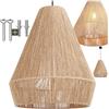 tectake® lampada a sospensione boho chic, lampadario cucina in juta, paralume intrecciato E27, plafoniera soffitto, lampadario soggiorno, salotto, arredamento casa, 40W - Ø 40,5 x 47 cm