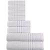 Generico 8 PEZZI Set Asciugamani Bagno Bianchi, Hotel, Cotone, 2 Telo Doccia 100x150cm + 2 Asciugamani 60x110cm + 4 Asciugamani Ospiti 40x60cm, ADATTI casa, hotel, SPA, dormitorio.