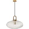 YYingYYue 30cm, Illuminazione A Sospensione in Vetro con Paralume in Vetro A Coste E Finitura Bronzo, Plafoniera retrò Moderna Lampada A Sospensione per Tavolo da Pranzo da Comodino Cucina