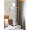 Partenopea® Applique lampada moderna da parete con omino decorativo e portalampada attacco per lampadine E27 (Omino seduto, Bianco)