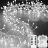 SUAVER Catena di Luci a Fuochi d'Artificio per Esterni e Interni, Ghirlanda Natalizia LED per Albero, Batteria, Timer, Telecomando, Impermeabile, Decorazione per Feste (Bianco, 3m 100led)