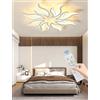 JINGKER lampadario LED conmotivo floreale 58W Lampada soffitto semi-incassata Lampada soffitto metallo regolabile Apparecchio di illuminazione con telecomando Adatta a soggiorni e camere (Bianco, 8 teste)