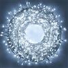 Partenopea serie stringa catena luminosa di luci 300 LED per albero di Natale da Esterno natalizie ed Interno controller con 8 giochi di luce e Memoria cavo trasparente (LUCE BIANCA FREDDA, 15 metri)