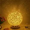 Your's Bath Lampada da tavolo vintage LED luce comodino in rattan lampada scrivania design classico vintage per camera da letto 15 cm USB 3 W (giallo)