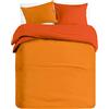 BANZAII TEXTILE INNOVATOR ONLINE Banzaii Set Copripiumino Bicolor 100% Microfibra con Federe Double Face Matrimoniale 250x200 cm Arancio Chiaro/Arancio Scuro