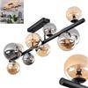 hofstein Plafoniera Chehalis, lampada da soffitto in metallo/vetro in nero/fumo/ambra, lampada dal design moderno retrò/vintage con ombrelli in vetro (Ø 10 cm, 12 cm, 15 cm), 10 x G9, senza lampadina