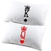 fashwork Coppia di federe matrimoniali divertenti King & Queen picche cuori SanValentino Anniversario Matrimonio Innamorati simpatiche