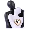 Oliruim Mini Statuina di Coppia - Figurine Romantiche in Ceramica per Decorazione Camera da Letto, Mobile TV, Regalo di Nozze e San Valentino, Piccoli Oggetti Decorativi per Mensola (12 cm Nero Bianco