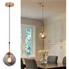 Kikioo Lampadario in metallo di lusso moderno Nordic Creative Lampada a sospensione a sfera in vetro trasparente/grigio fumo/ambra Cluster E14 Isola cucina Soggiorno Sala da pranzo Comodino Lampada a