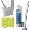 DigScape Scopino per WC usa e getta, con 12 ricariche, sistema di pulizia usa e getta con supporto per la pulizia del bagno (set di spazzola + 12 testine (limone))