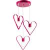 Light&More Lampadario per cameretta cuore 3 luci fucsia