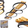 HOFSTEIN Rodekro - Plafoniera a LED dimmerabile, in metallo/legno, colore nero/naturale/bianco, dimmerabile tramite interruttore della luce, moderna lampada con travi in legno, 44 Watt, 3000 K, 5100