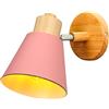 WOTTES Applique da Parete Regolabile, Lampada da Parete Industriale da Tavolo, Applique da Parete in Legno E27, Apparecchio di Illuminazione per Interni, Adatto per Camera da Letto Bagno (Rosa)
