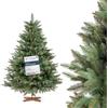 FairyTrees Albero FAIRYTREES Nordman Premium 150 cm, realizzato nell'UE. Albero di Natale artificiale formato da due materiali diversi, con supporto in frassino fatto a mano, tronco marrone