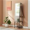 [en.casa] Specchio a Figura Intera con Appendiabiti Stand Porta Abiti Specchio Rettangolare da Terra Ripiani Barra Porta Vestiti per Ingresso Camera da Letto 160 x 40 x 35 cm - Nero