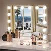 Moziel 50x42cm Specchio da Trucco con Luci, Hollywood da Tavolo o da Parete con Lampadine a 14 Led Tre Colori di Luce e Funzione di Luminosità Regolabile