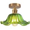 DLGLOLIN Plafoniera in Vetro Vintage, Creatività Fiore Decorazione Lampada da Soffitto E27 Verde Illuminazione Moderna Lampada A Sospensione Per Corridoio Sala da Pranzo Camera