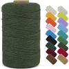 LEREATI Macrame Corda 1mm x 390m Filo Macrame Cordoncino Cotone Corda Colorata, Cordino per Borse Uncinetto, Decorazioni, Arazzo Da Parete, Perline, Braccialetti (Verde Militare)