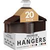 Utopia Home 20 confezioni di grucce in legno con barra per pantaloni e scanalature per le spalle, resistenti e sottili, design per cappotti, abiti, pantaloni e giacche, Marrone