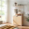 [en.casa] Organizzatore Guardaroba Stand Porta Abiti con Barra Appendiabiti Ripiani Armadietto con Ante Mobile Porta Vestiti per Cabina Armadio 180x80x40 cm Bianco/Effetto Rovere