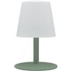 Lumisky Standy Mini Olive Lampada da tavolo senza fili, base in acciaio verde oliva, luce LED bianco caldo dimmerabile, altezza 25 cm
