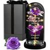 Maverton Rosa Stabilizzata con LED Personalizzata - Rosa Eterna nella Cupola di Vetro - Regalo Donna Compleanno Mamma Nonna Fidanzata Maestra - Regalo Anniversario Matrimonio