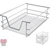 tectake® Cassetto Telescopico - 2 x 40 cm - Cassetto Estraibile per Cucina, Ripiano Scorrevole, Binario Telescopico, Organizer Cromato per Mobile da Cucina, Cassettiera Salvaspazio