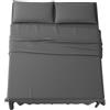 MAXIME MAISON - Completo Lenzuola Matrimoniali 4 Pezzi, Set Lenzuola Matrimoniale in Microfibra Made in Italy, Completo Letto 1 Lenzuolo con Angoli, 1 Lenzuolo Sopra, 2 Federe (Grigio Scuro)