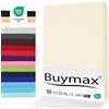 Buymax® Lenzuolo con Angoli per Topper Matrimoniale 180x200 cm - 100% Cotone Jersey, Beige, per Materassi fino a 12 cm di Altezza