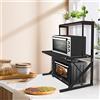 HUOLE Scaffalatura Mobile Scaffale Porta Spezie Microonde Struttura in Metallo con 2 Ripiani Mensole in Legno Organizer Mensola Porta Utensili Strumenti Cucina Design Moderno-65 * 54 * 30 cm-nero